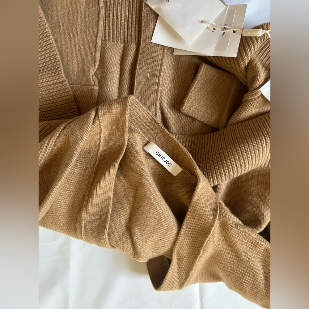 CHICJOC 100% Cashmere Cardigan Camel Size 36 - Picture 7 of 12
